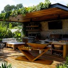Brasero Le Lambi avec meuble rectangle design en Acier Corten France Braseros