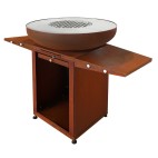 Le brasero Medium Rond en Acier Corten a une plancha en Inox de 80cm de diam&egrave;tre