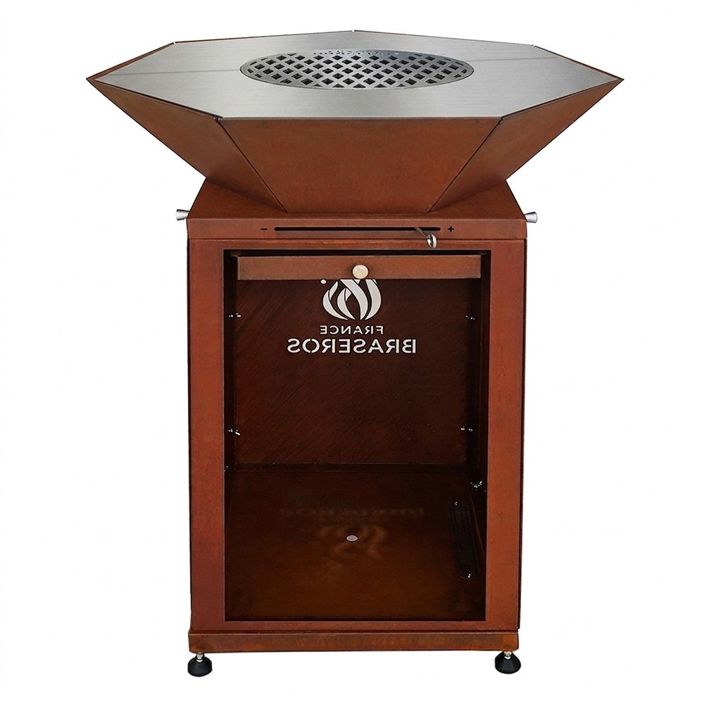 Brasero Medium Heptagonal en Acier Corten et plancha en Inox