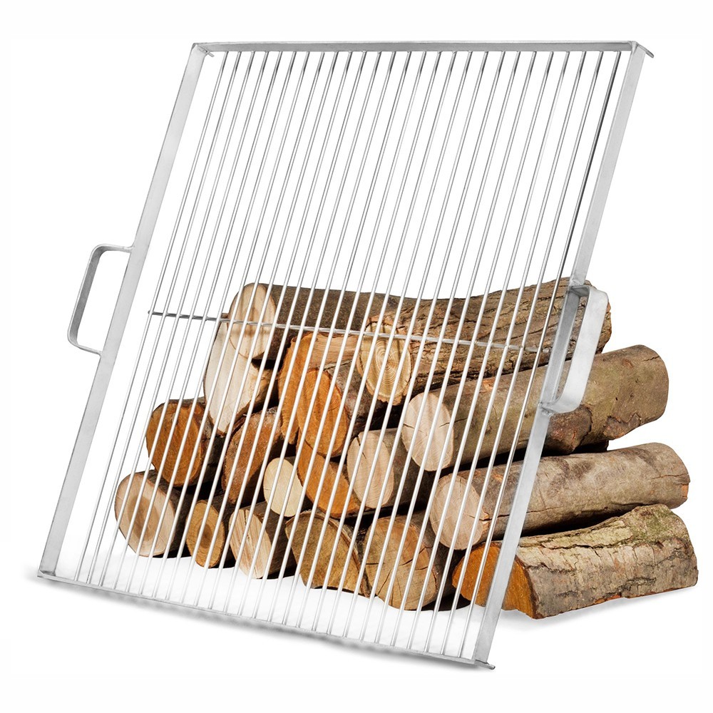 Grille de cuisson carr&eacute;e en Inox avec poign&eacute;es pour brasero et bol &agrave; feu CookKing de 70cm