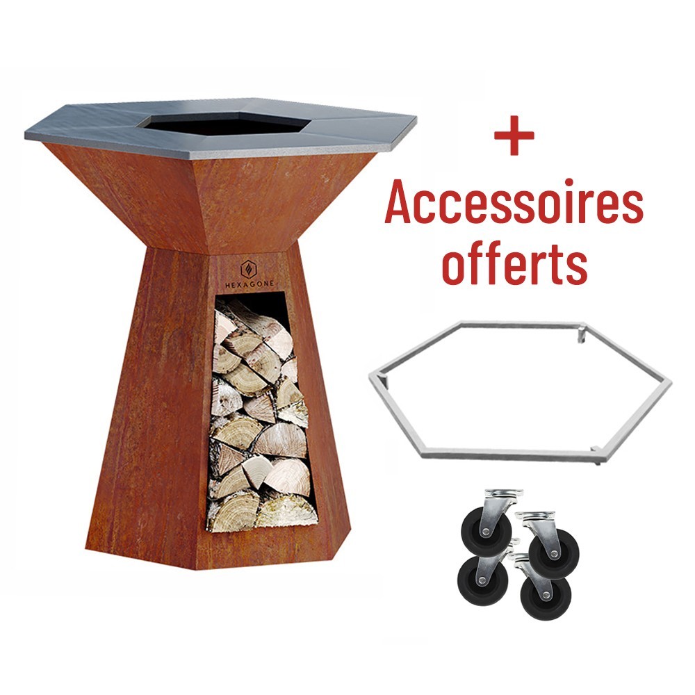 Soldes avec accessoires offerts sur Brasero Corten 105 Festin Hexagone