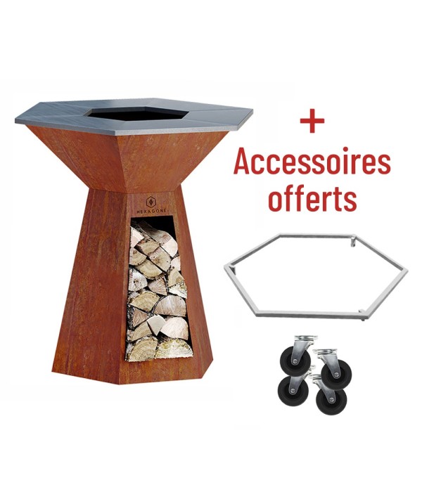 Soldes avec accessoires offerts sur Brasero Corten 105 Festin Hexagone
