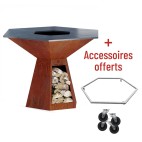 Soldes 10% + accessoires offerts pour votre Brasero Corten 150 Grand banquet Hexagone