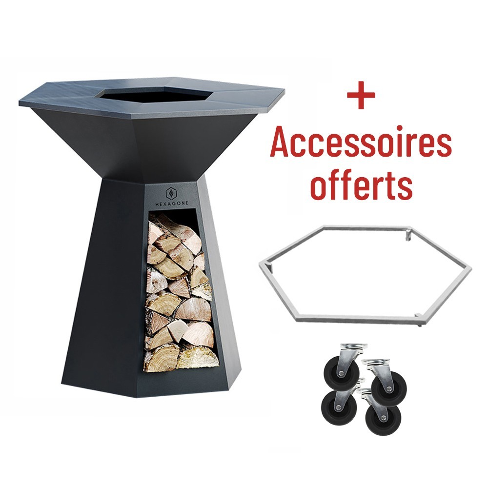 Soldes 10% + accessoires offerts pour votre Brasero Epoxy noir 105 Festin Hexagone