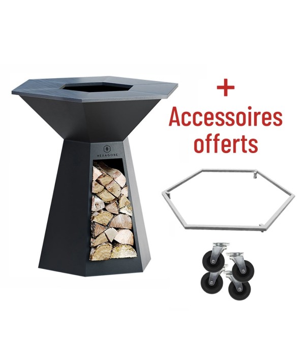 Soldes 10% + accessoires offerts pour votre Brasero Epoxy noir 105 Festin Hexagone