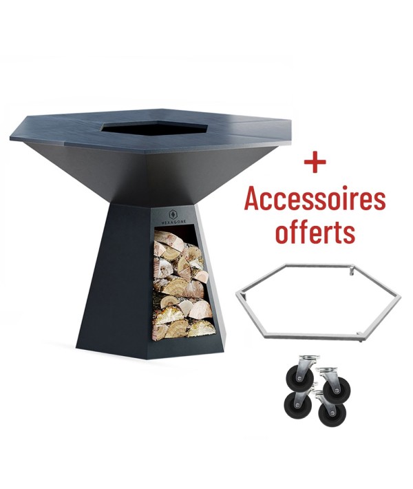 Soldes 10% + accessoires offerts pour votre Brasero Epoxy noir 150 Grand banquet Hexagone