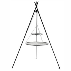 Barbecue 2 Grilles de Cuisson suspendues «TIPI» sur Trépied 210cm CookKing