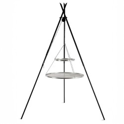 Trépied Tipi 210cm avec deux grilles en Inox CookKing