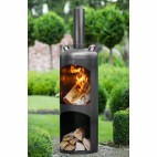 Cheminée Faro esthétique - structure en acier et feu de bois