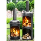 Cheminée Faro esthétique - structure en acier et feu de bois