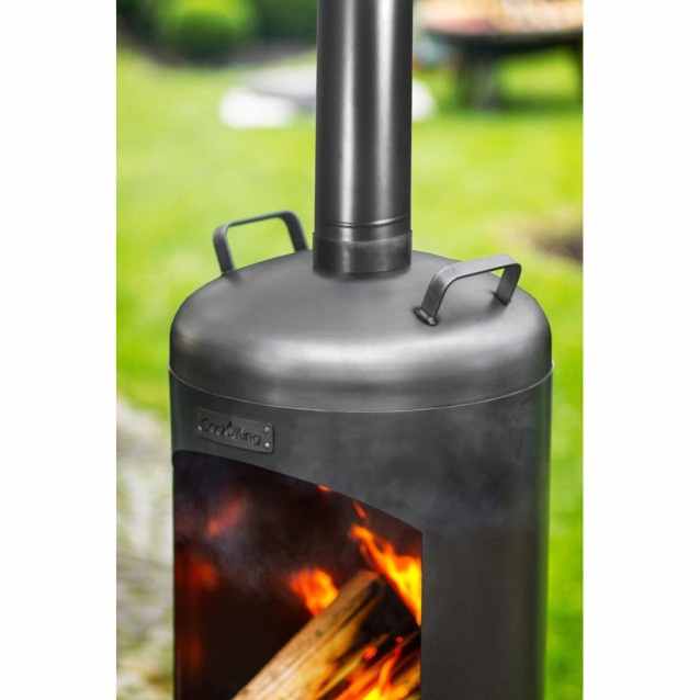 Cheminée Faro esthétique - structure en acier et feu de bois