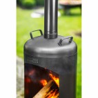 Cheminée Faro esthétique - structure en acier et feu de bois