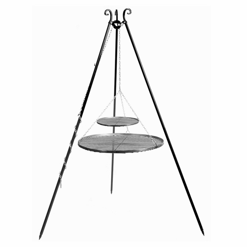 Barbecue 2 Grilles de Cuisson suspendu sur Trépied 180 cm CookKing