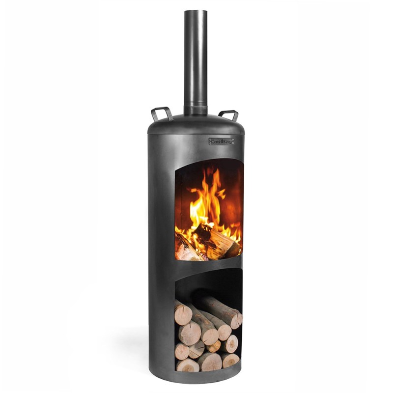 Cheminée Faro esthétique - structure en acier et feu de bois