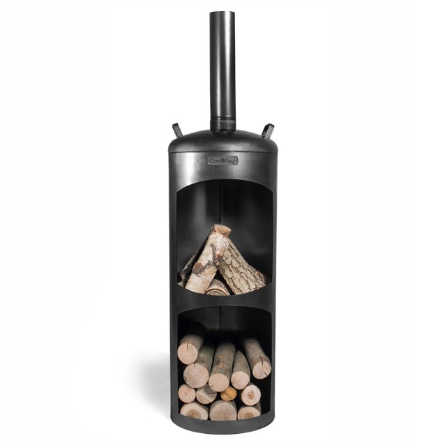 Cheminée Faro esthétique - structure en acier et feu de bois