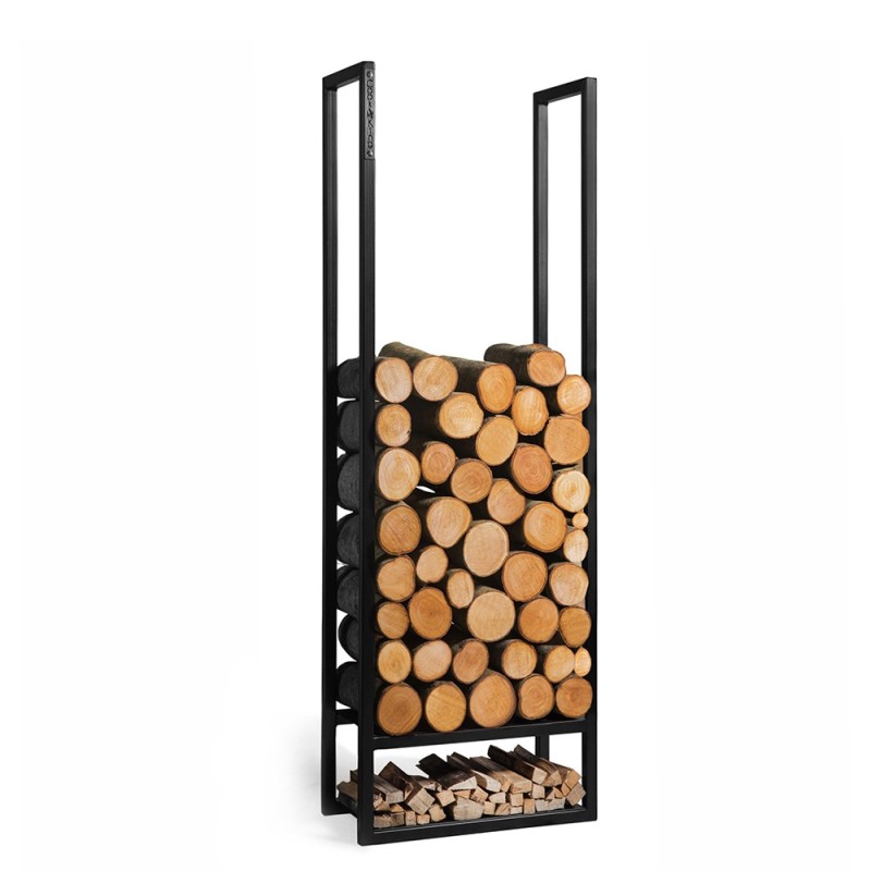 le Porte-bûches Atos d'une taille de 120cm en hauteur est esthétique et pratique pour le rangement du bois