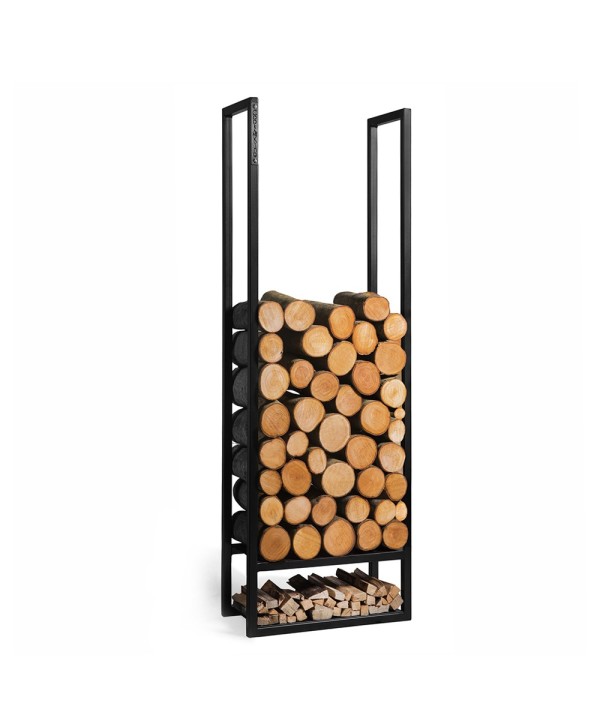 Le Porte-bûches Atos d'une taille de 120cm de hauteur est esthétique et pratique pour le rangement du bois
