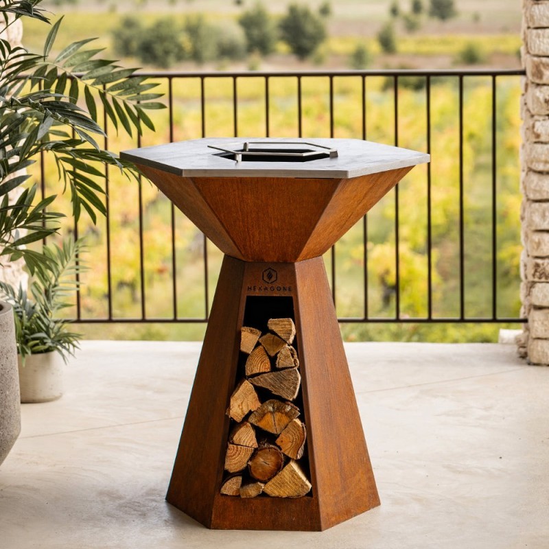 Brasero en acier Corten Agape 85cm de diamètre - aspect artistique et robuste