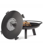 Brasero de jardin en acier épais avec couvercle grille