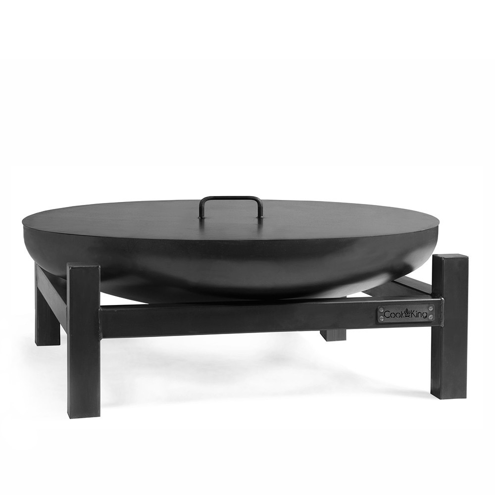 Brasero de jardin en acier épais (exemple d'utilisation, couvercle vendu séparément)