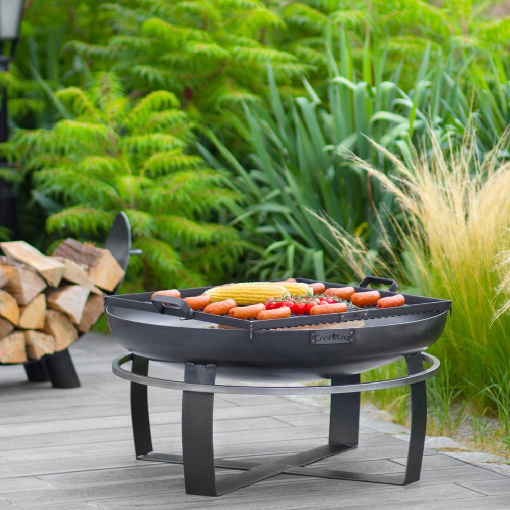 Brasero de jardin Viking de 70cm de diamètre (exemple d'utilisation, grille vendue séparément)
