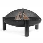 Brasero de jardin avec grille de cuisson au feu de bois
