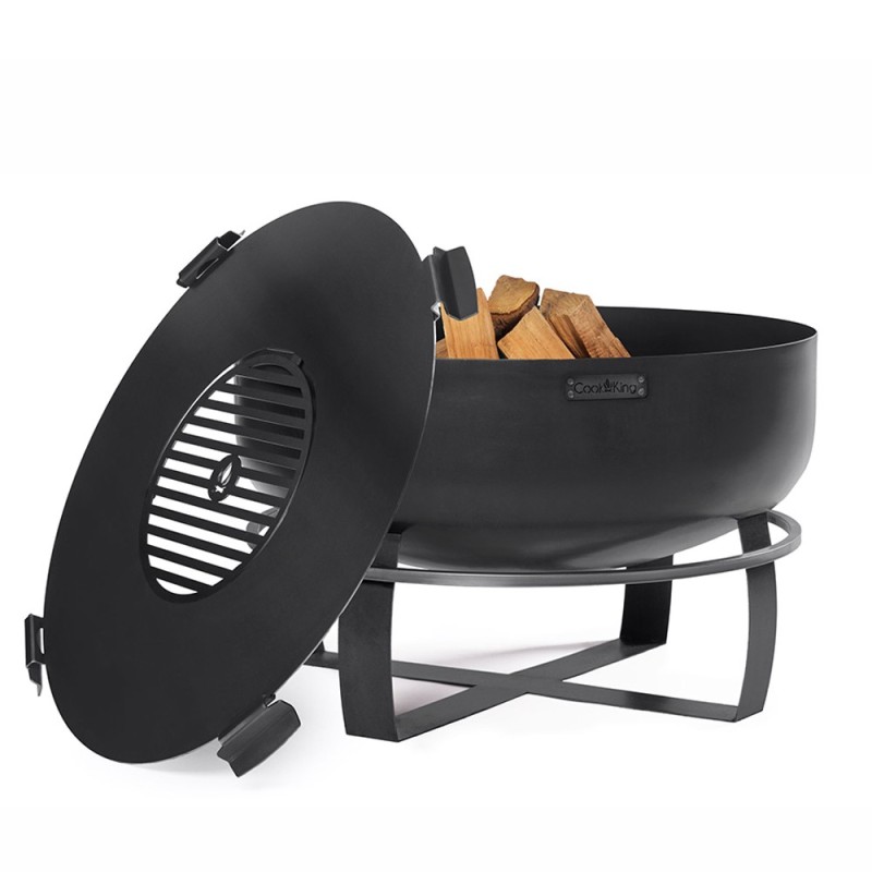 Brasero de jardin en mode cuisson (exemple d'utilisation, plaque vendue séparément)