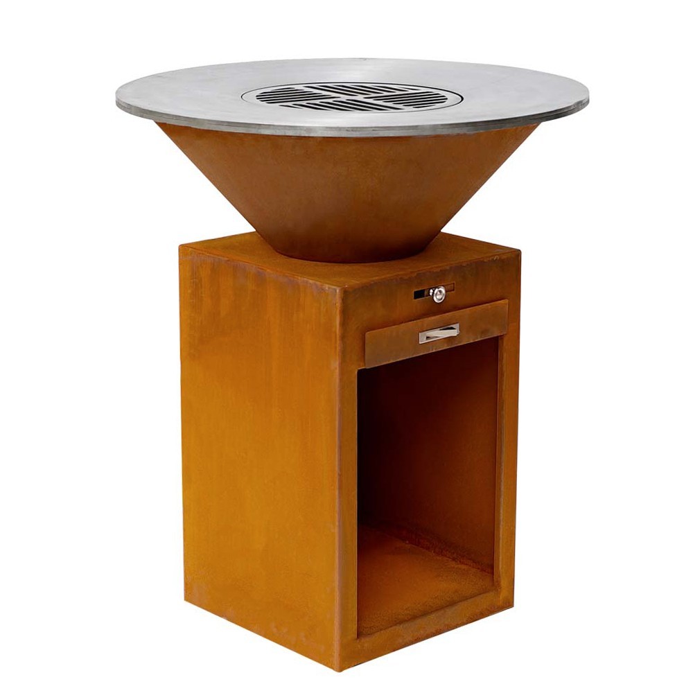 Brasero Le Pétoncle de France Braseros avec tiroir avec meuble carré de rangement pour le bois