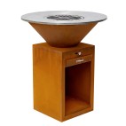 Brasero Le Pétoncle de France Braseros avec tiroir avec meuble carré de rangement pour le bois