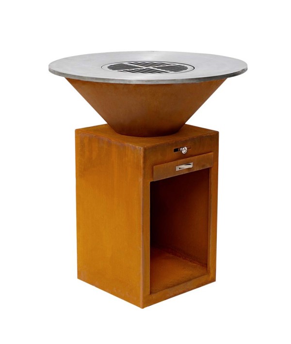Brasero Le Pétoncle de France Braseros avec tiroir avec meuble carré de rangement pour le bois