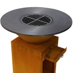 Brasero Barbecue Le Pétoncle de France braseros avec rangement pour le bois et tiroir à cendres