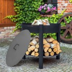 Brasero de jardin avec bol à feu Montana d'une hauteur de 80cm - Plus pratique à l'utilisation