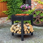 Brasero de jardin avec bol à feu Montana d'une hauteur de 80cm - Plus pratique à l'utilisation
