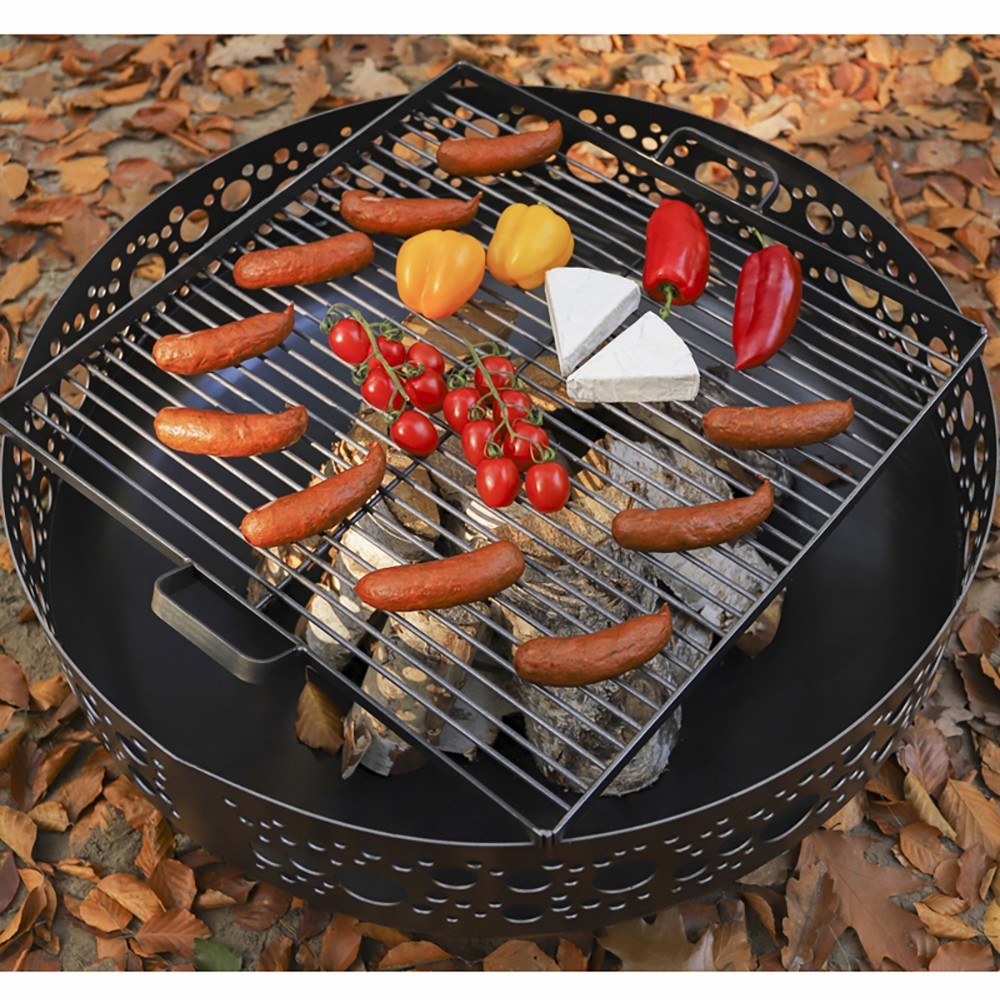 Bol à feu Boston avec design artistique en acier épais (exemple d'utilisation, grille vendue séparément)