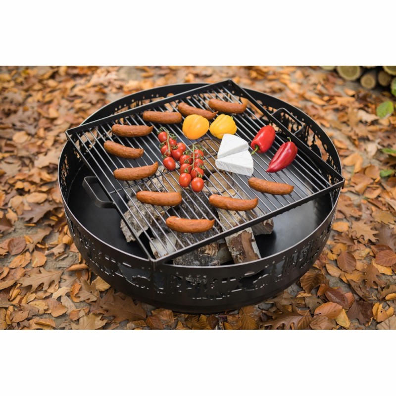 Brasero de jardin Forest bol à feu design forêt en acier 2mm épaisseur (exemple d'utilisation, grille vendue séparément)