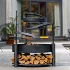 Brasero de jardin Montana X - bûcher intégré et grille - 60cm de diamètre