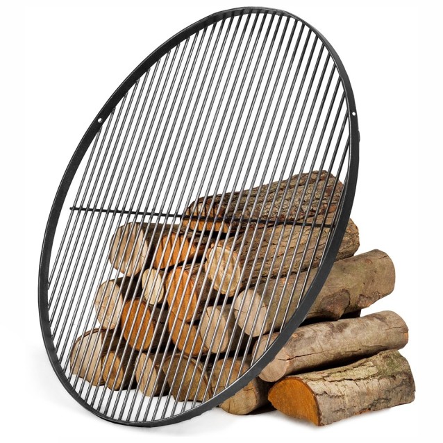 Grille de cuisson suspendue à un trépied de 200cm avec moulinet pour cuisson au feu de bois