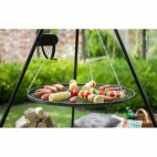 Grille de cuisson suspendue à un trépied de 200cm avec mouline pour cuisson au feu de bois