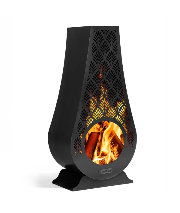 La cheminée d'extérieur Ankara a un design épuré ciselé au laser