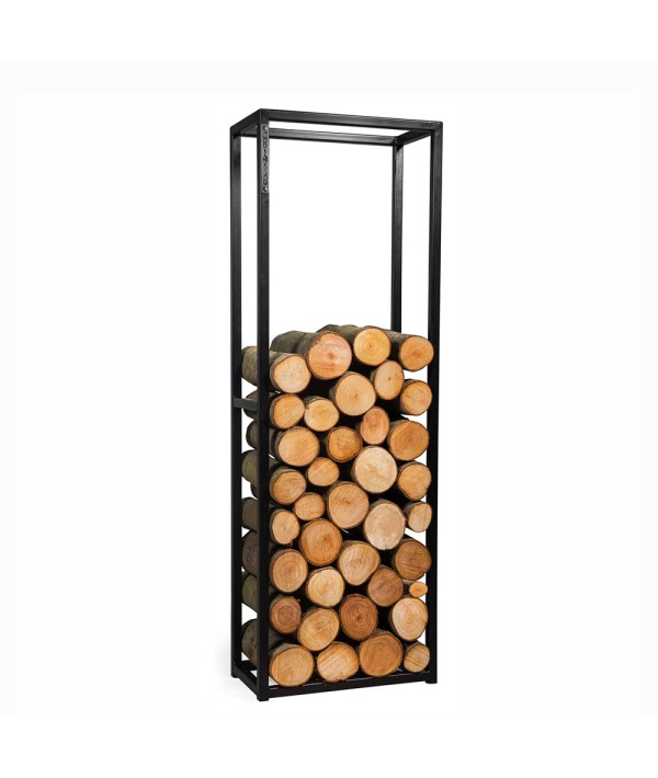 Porte-bûches rectangulaires Cornel de 120cm de hauteur avec profilés en acier