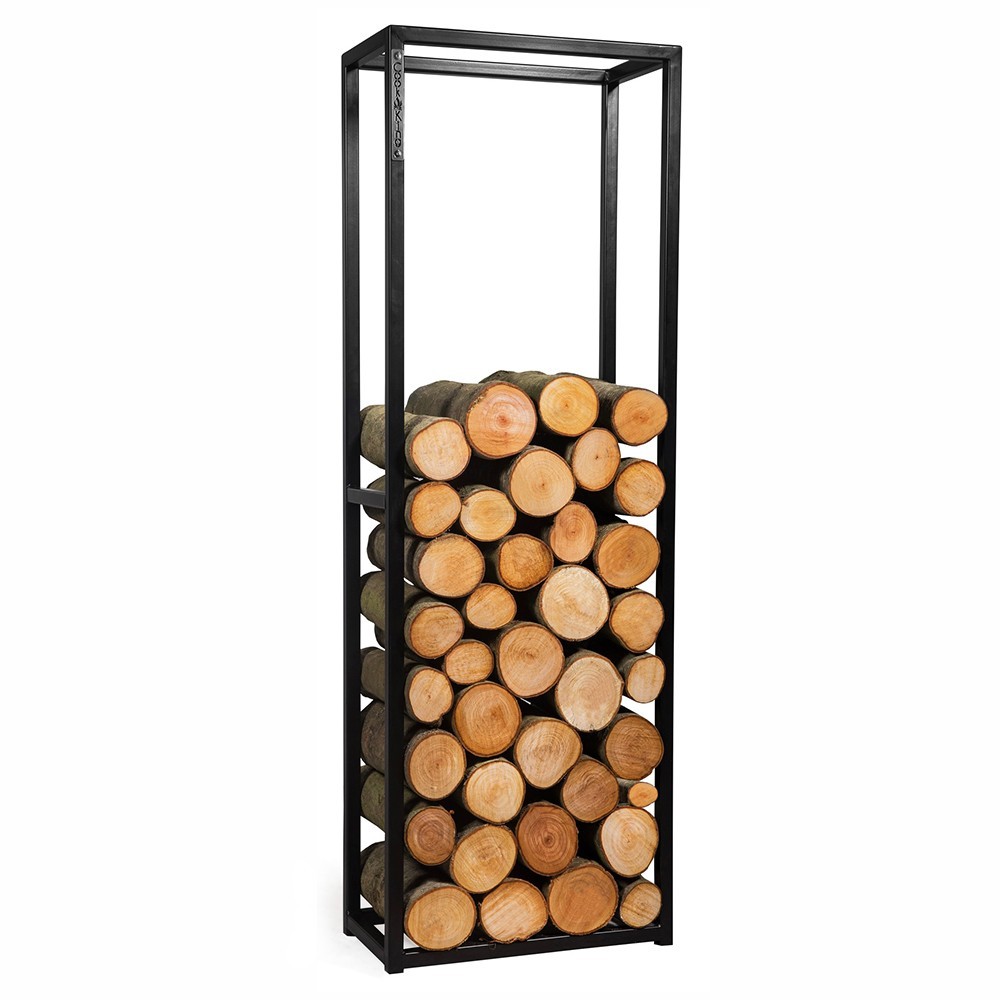 Porte-bûches rectangulaires Cornel de 150cm de hauteur avec profilés en acier