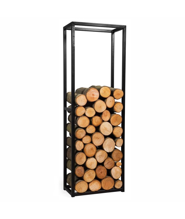 Porte-bûches rectangulaires Cornel de 150cm de hauteur avec profilés en acier