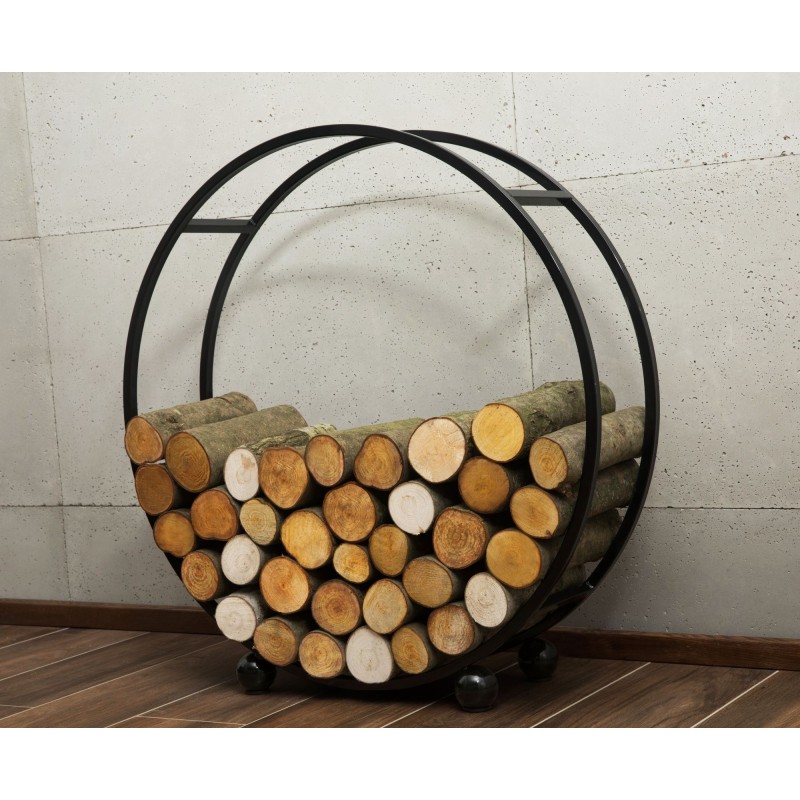 Porte-bûches Daisy de forme ronde 80cm de diamètre pour empiler votre bois - moderne et élégant