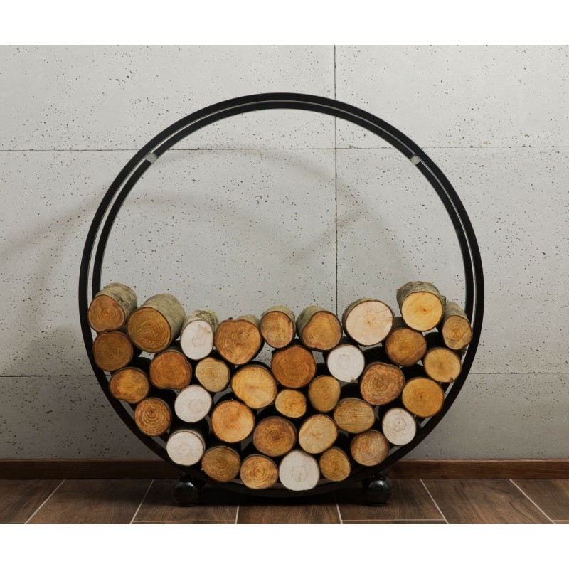 Porte-bûches Daisy de forme ronde 100cm de diamètre pour empiler votre bois - moderne et élégant