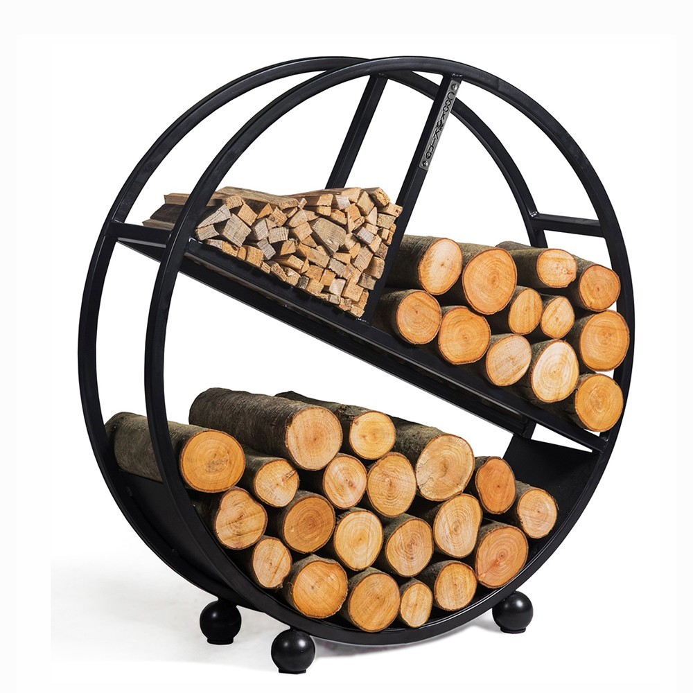 Porte-bûches Diego pratique et esthétique de 80cm de diamètre - rangement optimal du bois