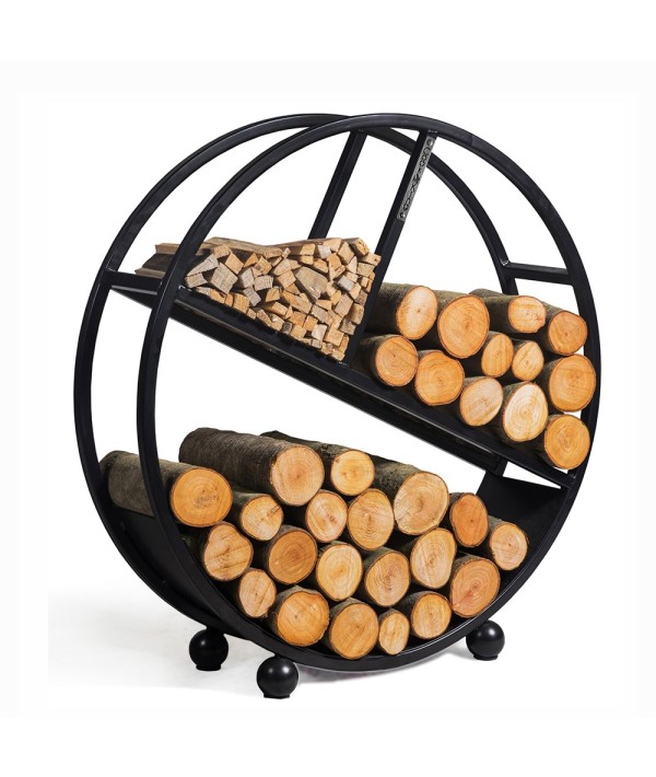 Porte-bûches Diego pratique et esthétique de 80cm de diamètre - rangement optimal du bois