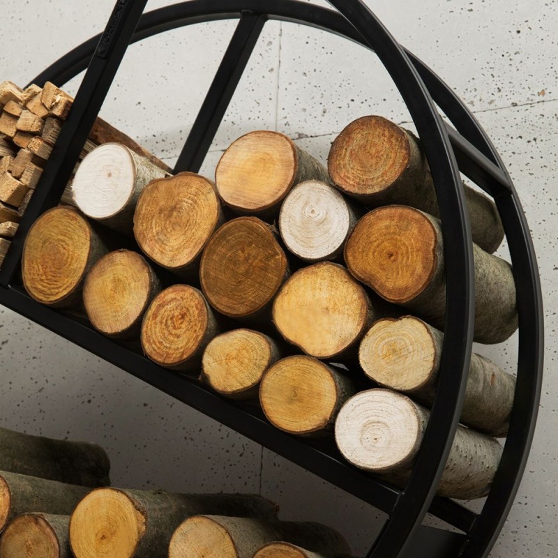 Porte-bûches Diego pratique et esthétique de 80cm de diamètre - rangement optimal du bois