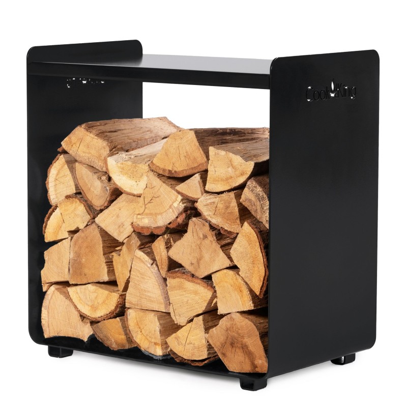 Porte-bûches Fuego - profilés en acier robustes - rangement du bois et siège - stable et solide
