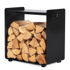 Porte-bûches Fuego - profilés en acier robustes - rangement du bois et siège - stable et solide