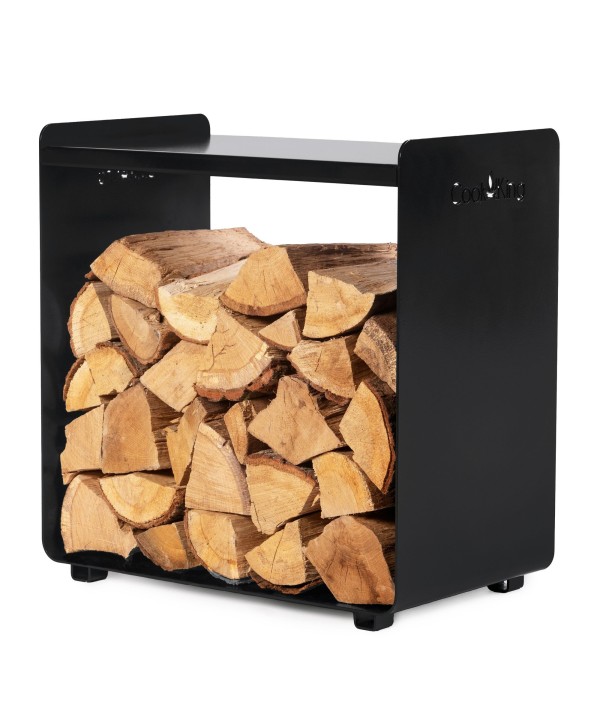 Porte-bûches Fuego - profilés en acier robustes - rangement du bois et siège - stable et solide